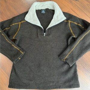 Kuhl Alfpaca Fleece Quarter Zip Pullover Sweater Jacket Womens Size M Brown